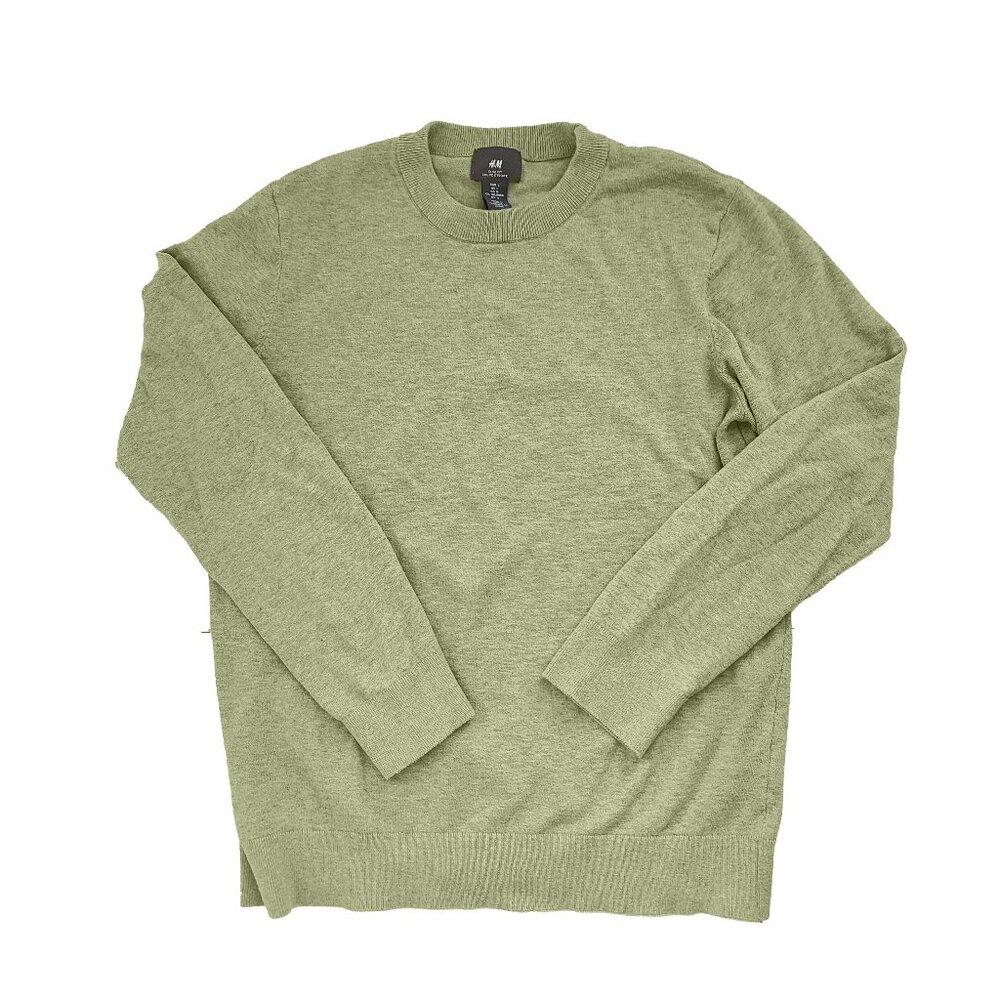 Men's H&M Light Green Crewneck Knit Sweater Shirt Slim Fit - Large